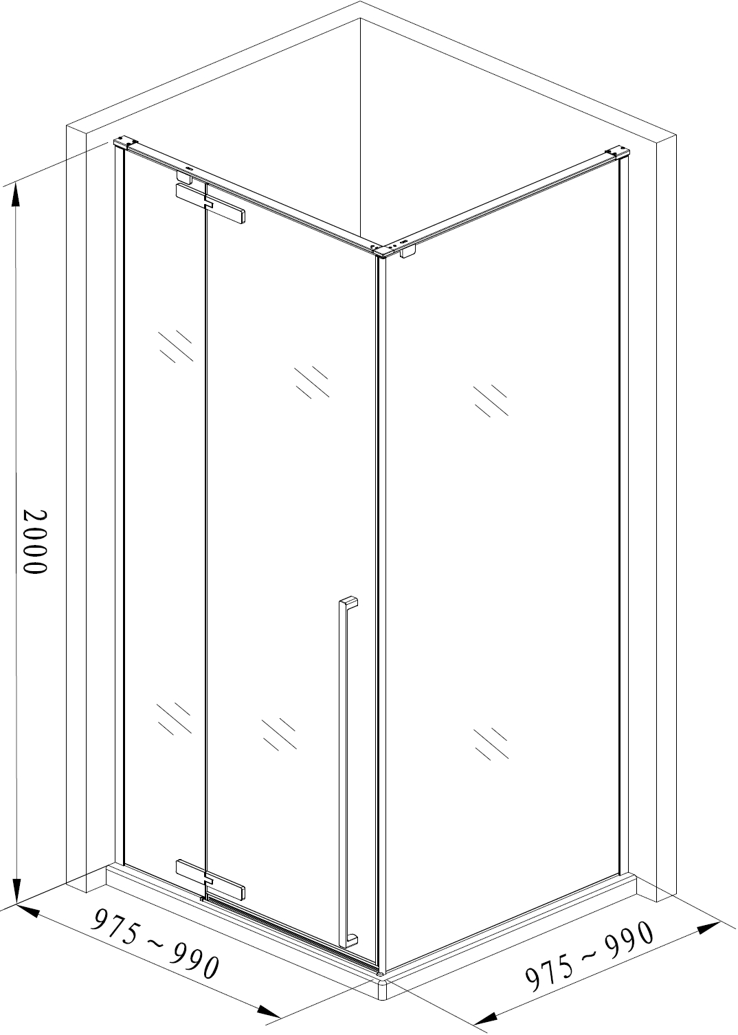 Душевой уголок Aquanet Ideal AE-AXC10MZ-S-С 1000x1000, прозрачное стекло