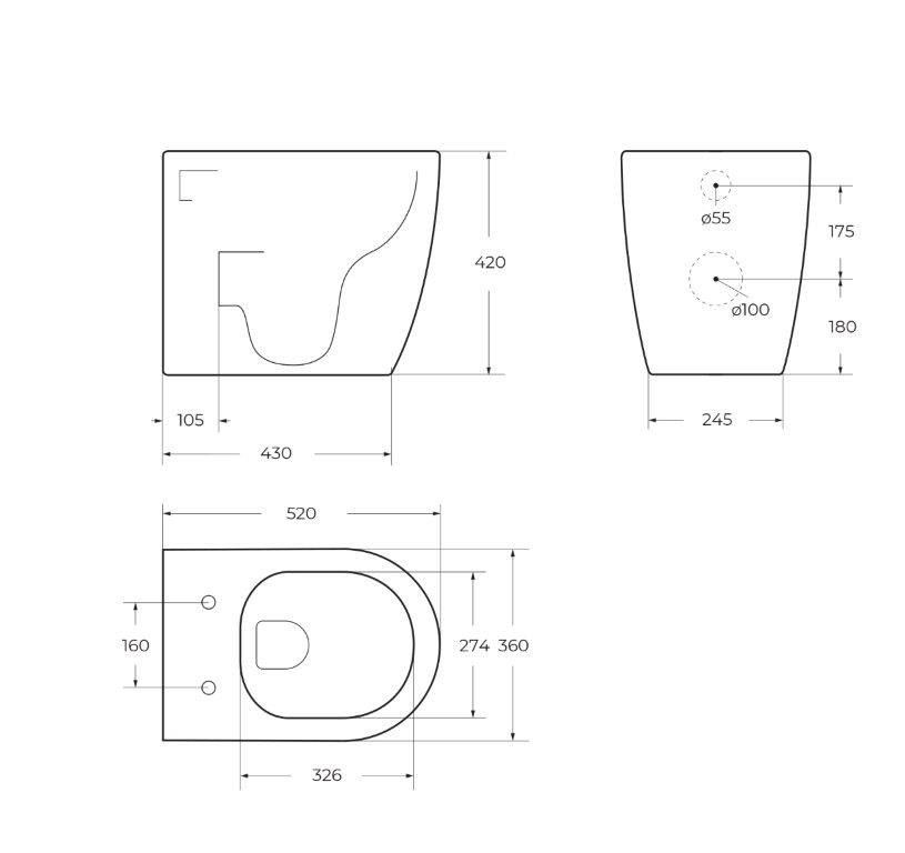 Унитаз приставной безободковый BelBagno MARINO BB105CBR/BB870SC