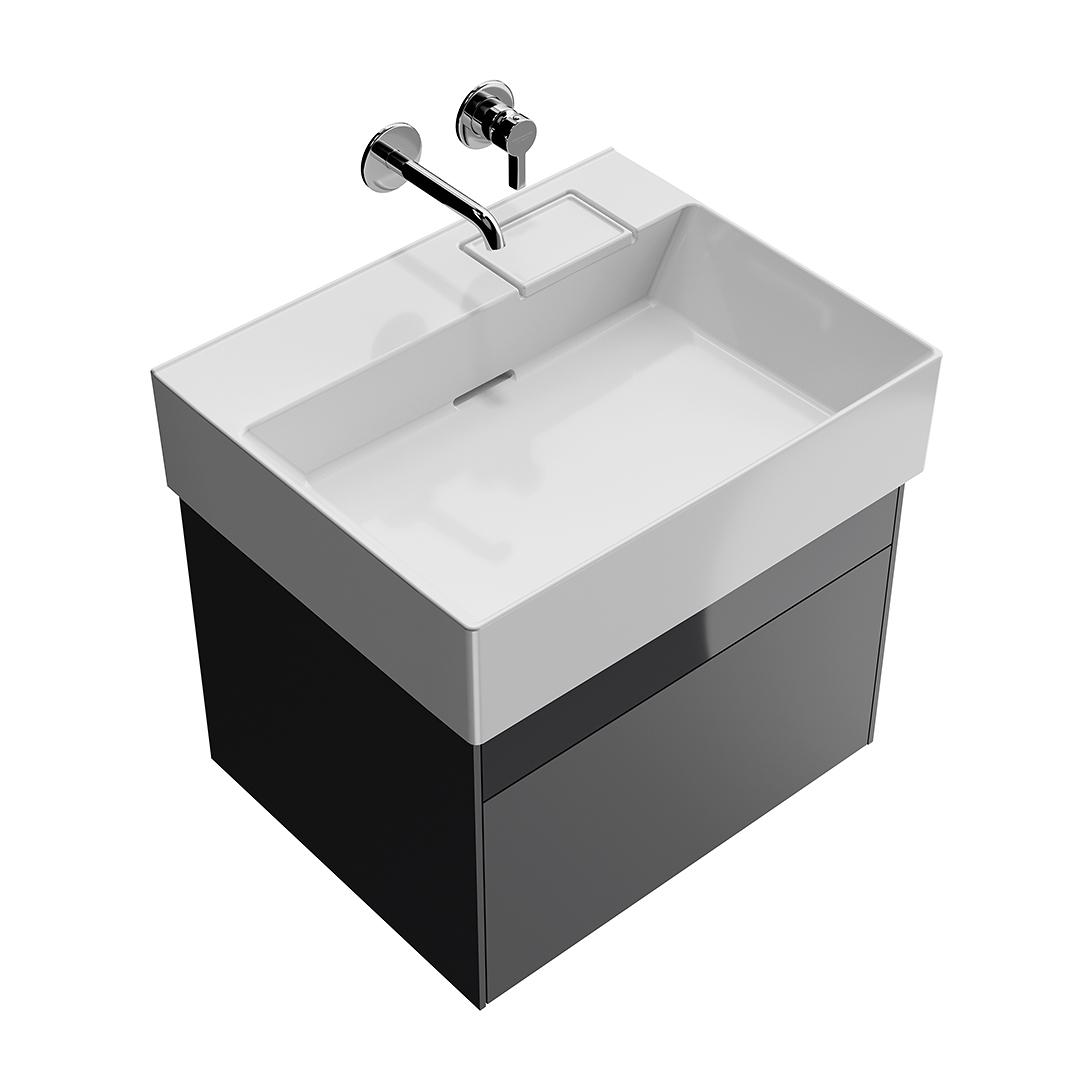 Тумба LOGICA подвесная 2 ящика 60 см, стальной серый