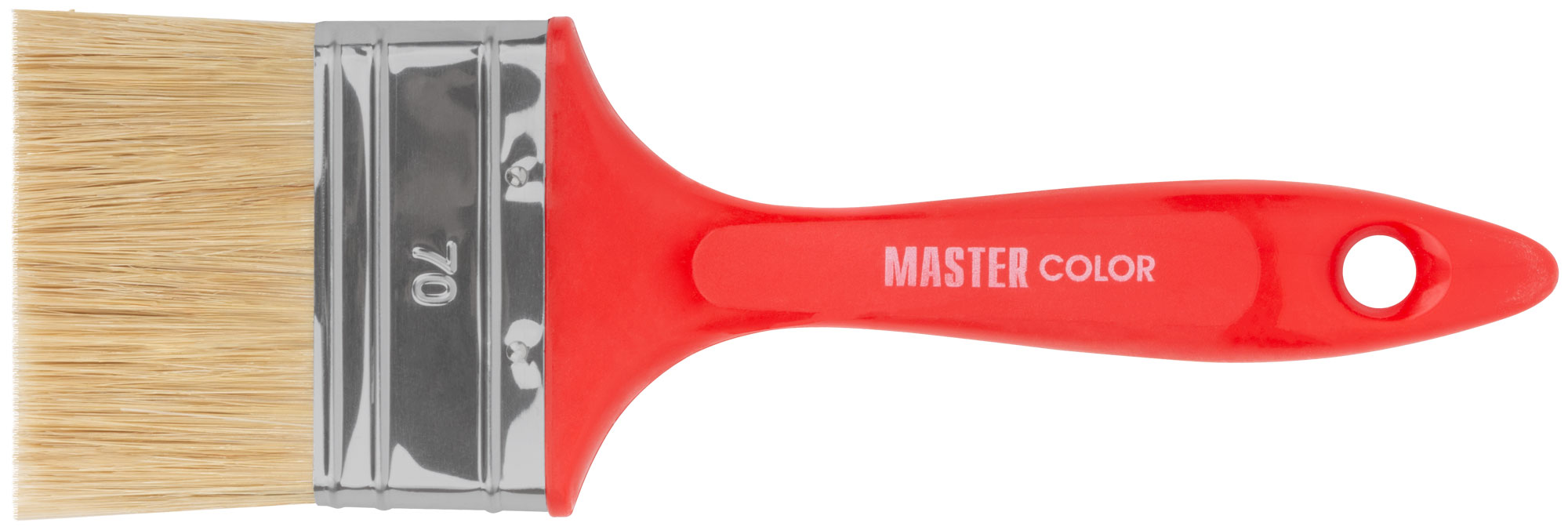 Кисть флейцевая, толщ. 16 мм, 70% ПБT/30% светлая натур. щетина, нерж.обжим, пласт. ручка, ширина 70 мм