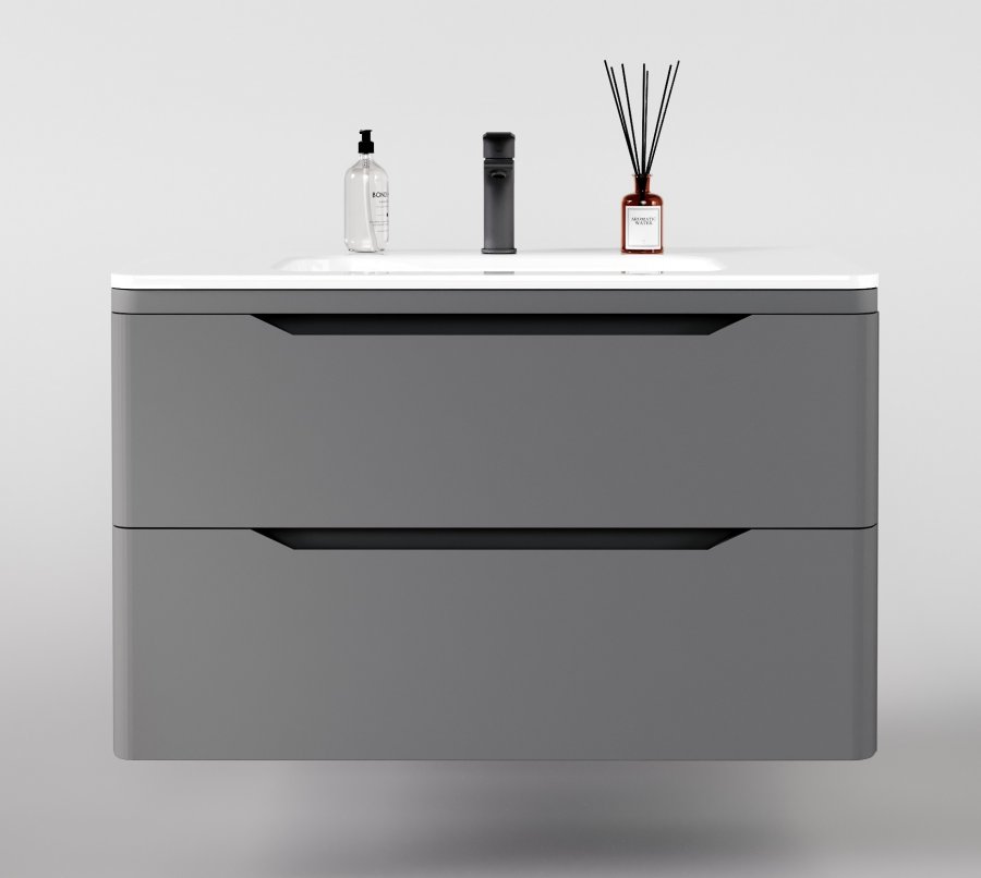 Тумба подвесная "Марелла 90" (2 ящ.) Люкс антискрейтч серый, PLUS