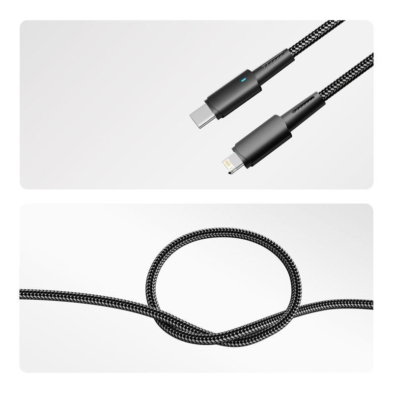 Кабель Type-C-Lightning для Apple 3А 1м черн. нейлон. оплетка световая индикация Rexant 18-7069