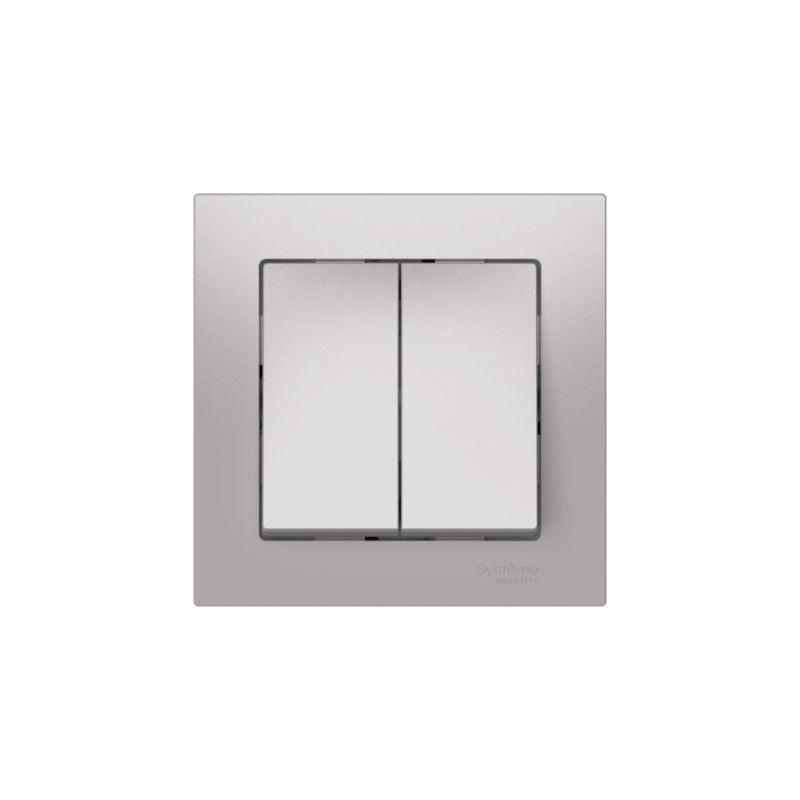 Выключатель 2-кл. AtlasDesign (сх. 5) 10AX быстрозажим. клем. в сборе алюм. SE ATN000352S