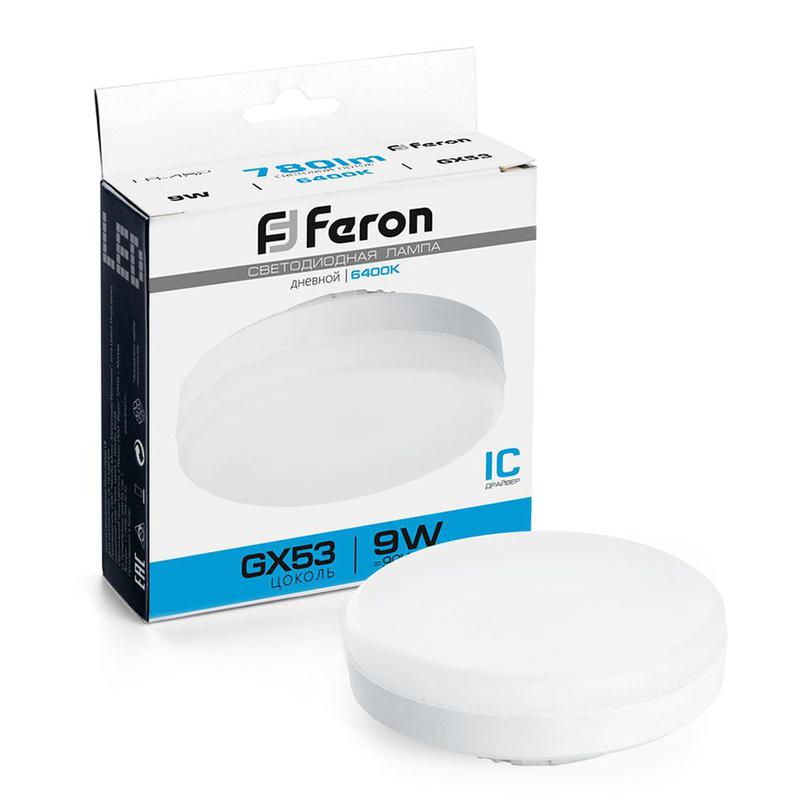 Лампа светодиодная 9Вт 230В GX53 6400К LB-452 FERON 25867