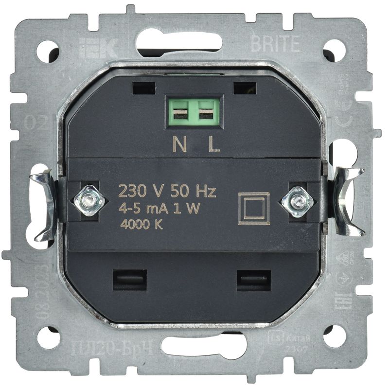 Подсветка светодиодная BRITE встраив. ПЛ20-БрЧ механизм черн. IEK BR-FL20-K02
