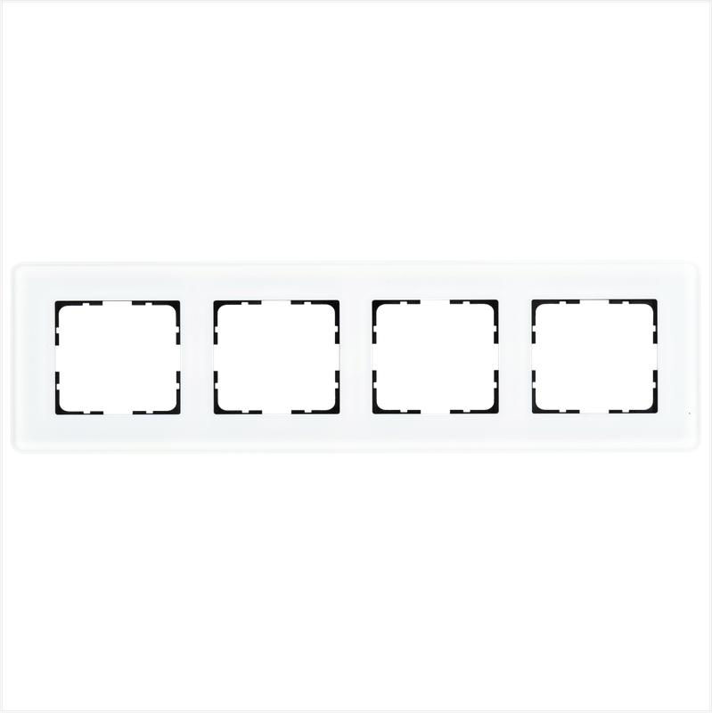 Рамка 4-м G-Glass закругленная стекло матов. бел. Jasmart G1004GW-RM