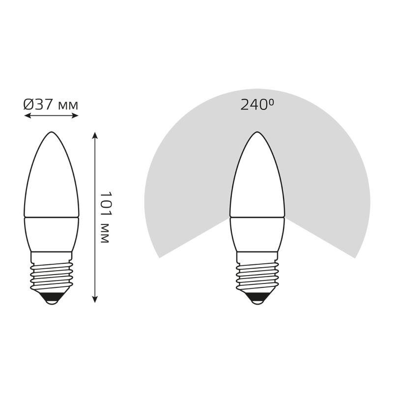 Лампа светодиодная Elementary 6Вт свеча 4100К нейтр. бел. E27 450лм GAUSS 33226