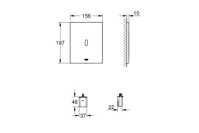 Смывное устройство GROHE Tectron Bau E 39882KF0 с инфракрасным управлением, матовый черный