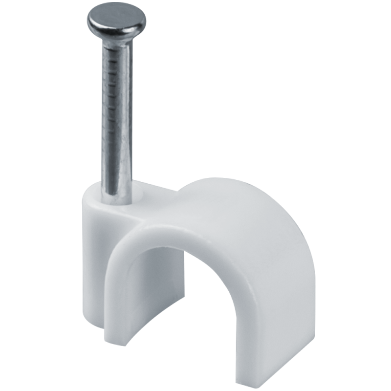 Скоба крепежная круглая с гвоздем d4мм OCR-04-50 пластик. (уп.50шт) ОНЛАЙТ 90688