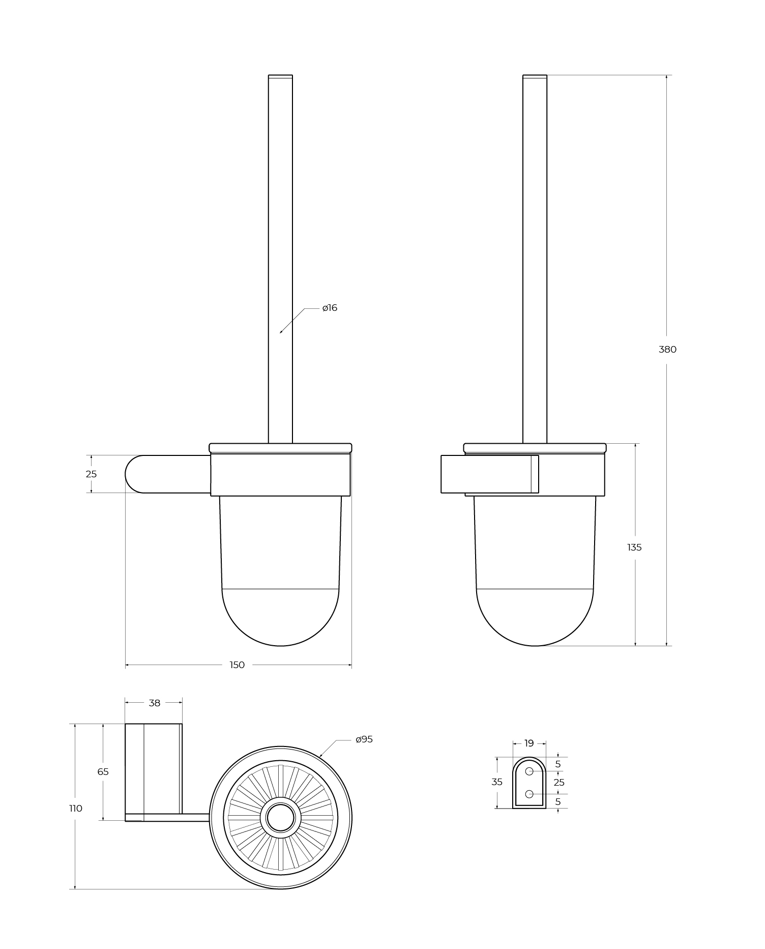 Ёршик для унитаза CEZARES STYLUS-TBS-V-01