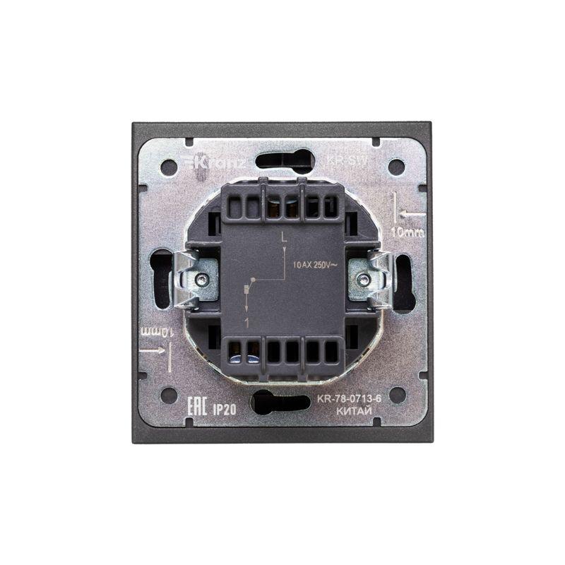 Переключатель перекрестный 1-кл. СП STRONG 10А с подсветкой графит Kranz KR-78-0718-6