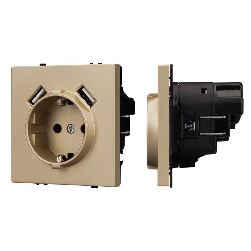 Механизм розетки с USB зарядкой SCT-NOBE-MUAA-SFPL-GD 230В 16А Arlight 054290