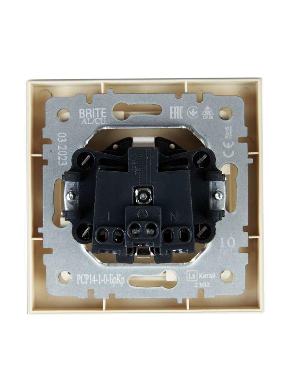 Розетка СП BRITE РСР14-1-0-БрКр 16А в сборе с заземл. защ. шторки беж. IEK BR-R14-16-K10-F