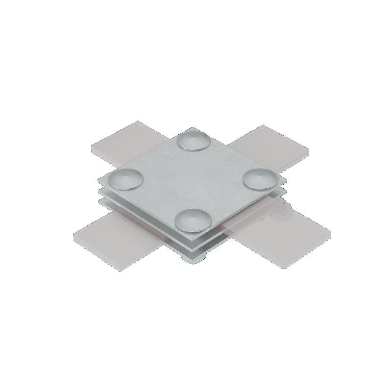 Соединитель крестообразный для полосы до 50мм с 3 пластинами INOX304 КМ MA0836