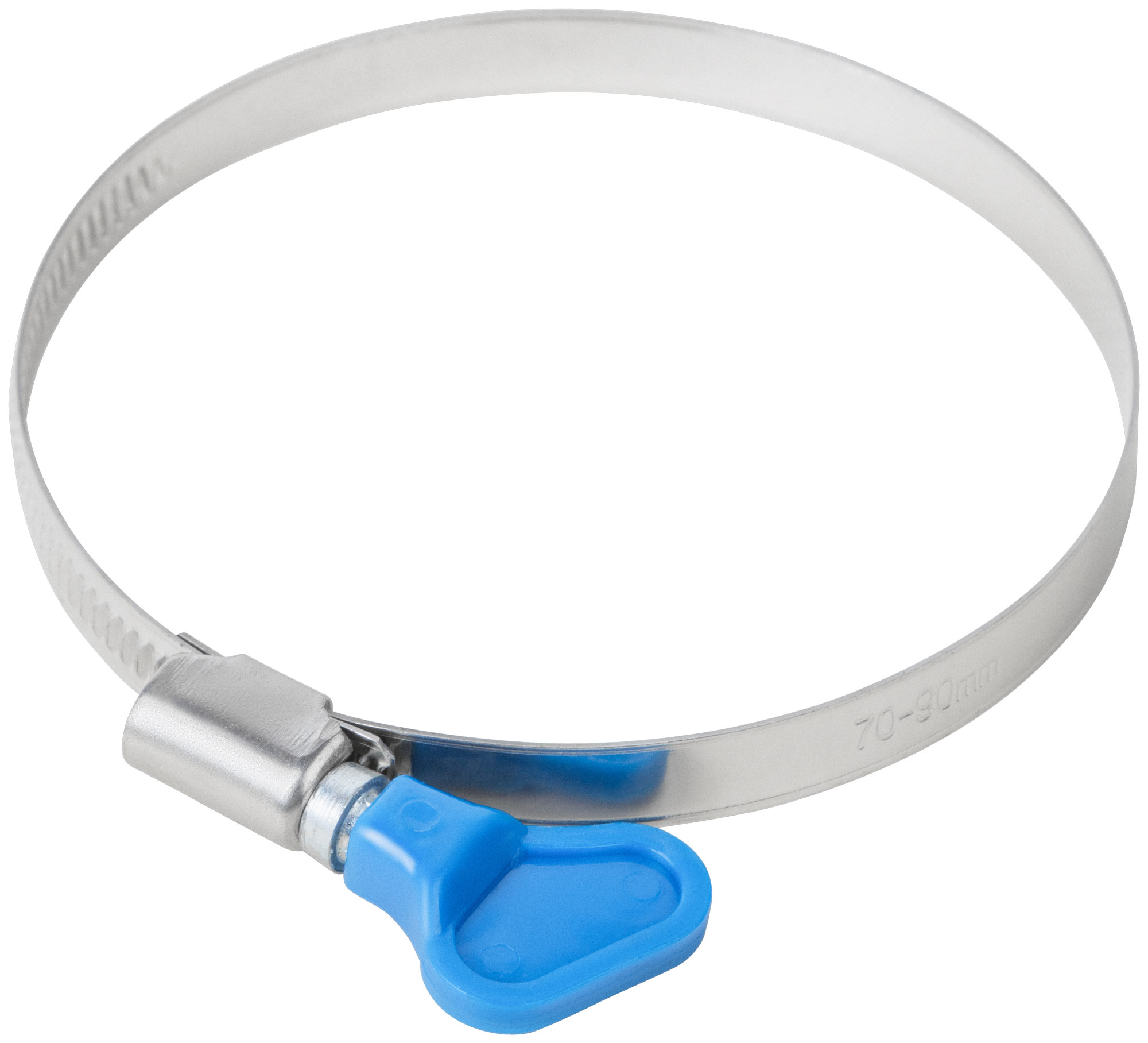 Хомут обжимной накатной с ключом, ширина 9 мм, нерж.сталь 70-90 мм