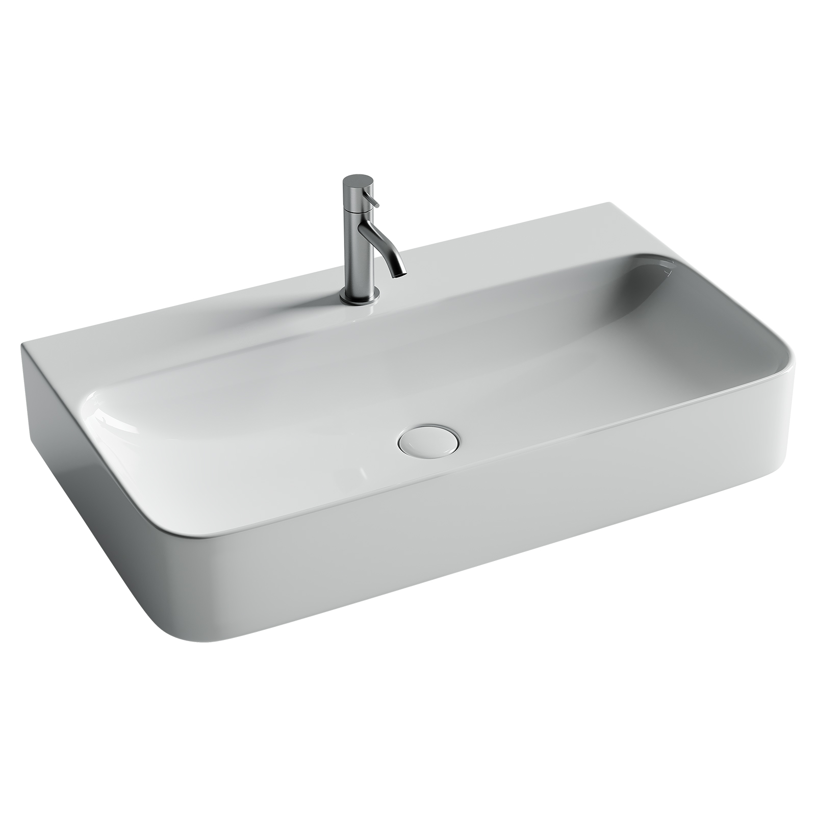 Умывальник AURA с 1 отверстием для смесителя, без перелива 800*470*135мм, CN2006