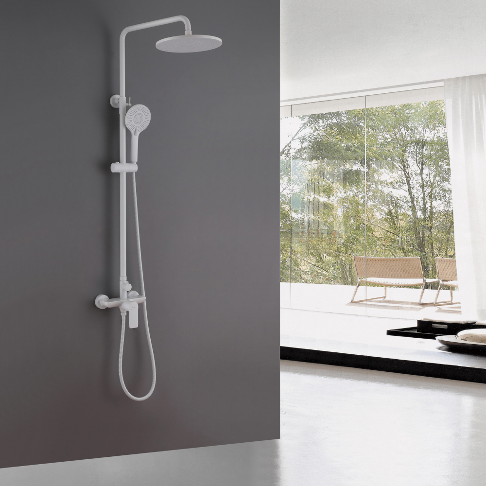 Душевая стойка ABBER Weiss Insel AF8020FWL без излива, белый матовый