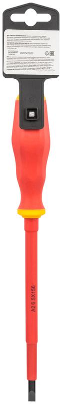Отвертка изолированная 1000В CrV сталь прорезинен. ручка 6.5х150мм SL FIT 55899