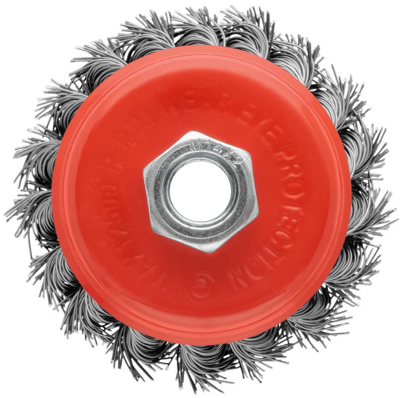 Корщетка-чашка гайка М14 стальная витая проволока 75мм блистер КУРС 39097