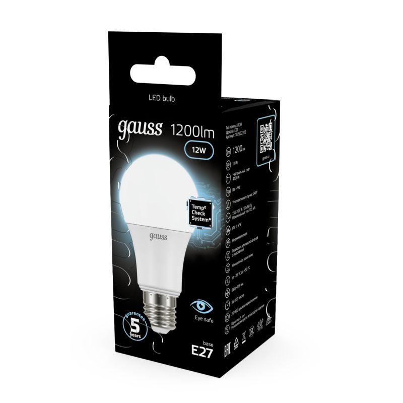 Лампа светодиодная Black 12Вт A60 грушевидная 4100К нейтр. бел. E27 1200лм GAUSS 102502212