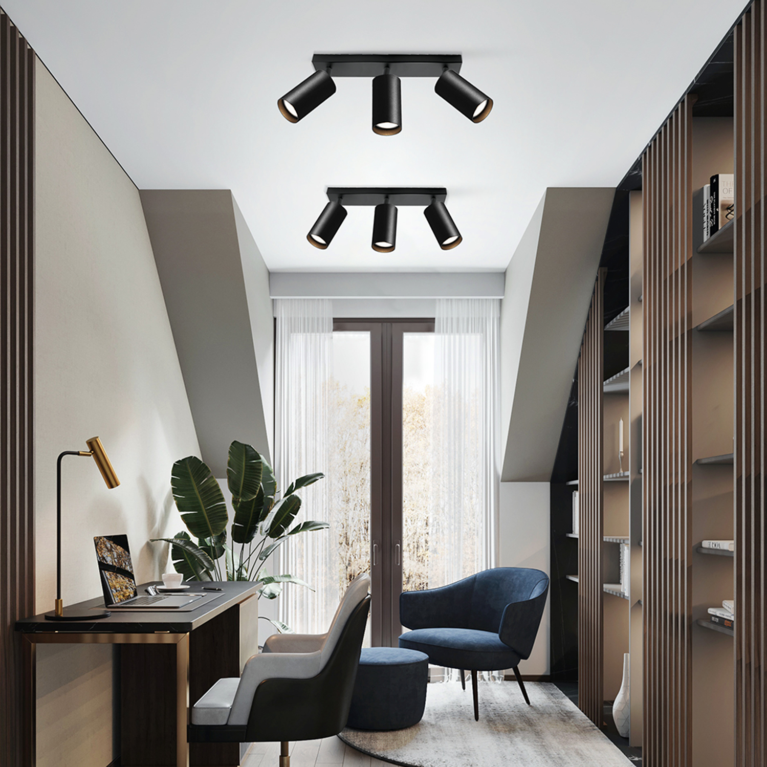 Светильник ДБО 3хGU10 без ламп наклонный белый