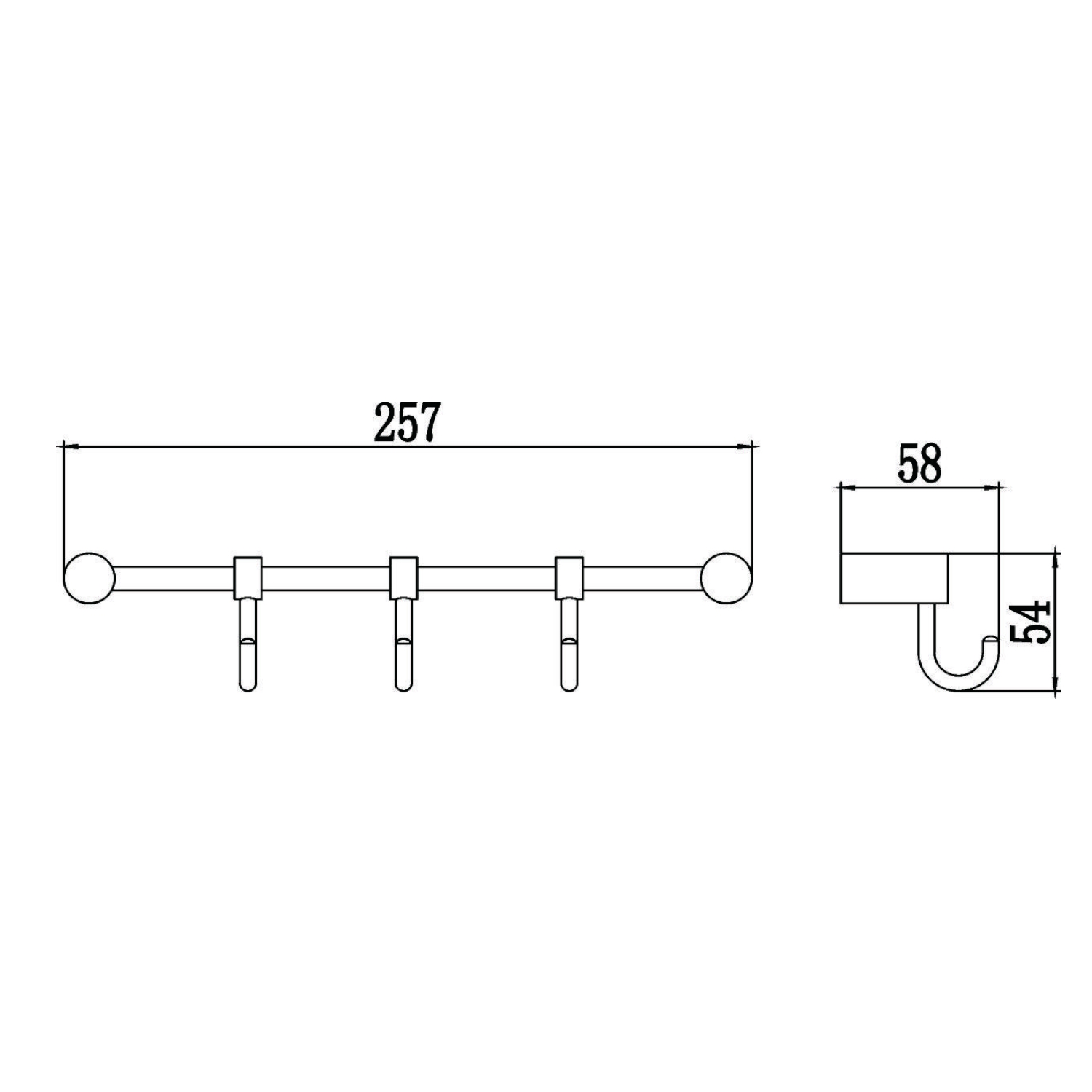 Планка с крючками Savol S-006203, хром