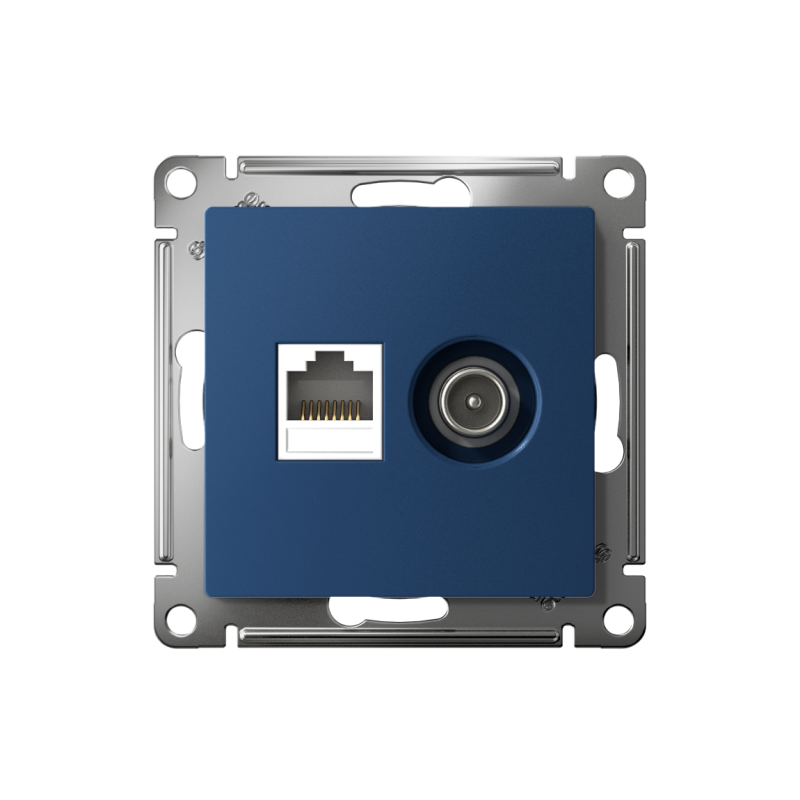 Розетка компьютерная + телевизионная 2-м AtlasDesign RJ45 кат.5E аквамарин SE ATN001189