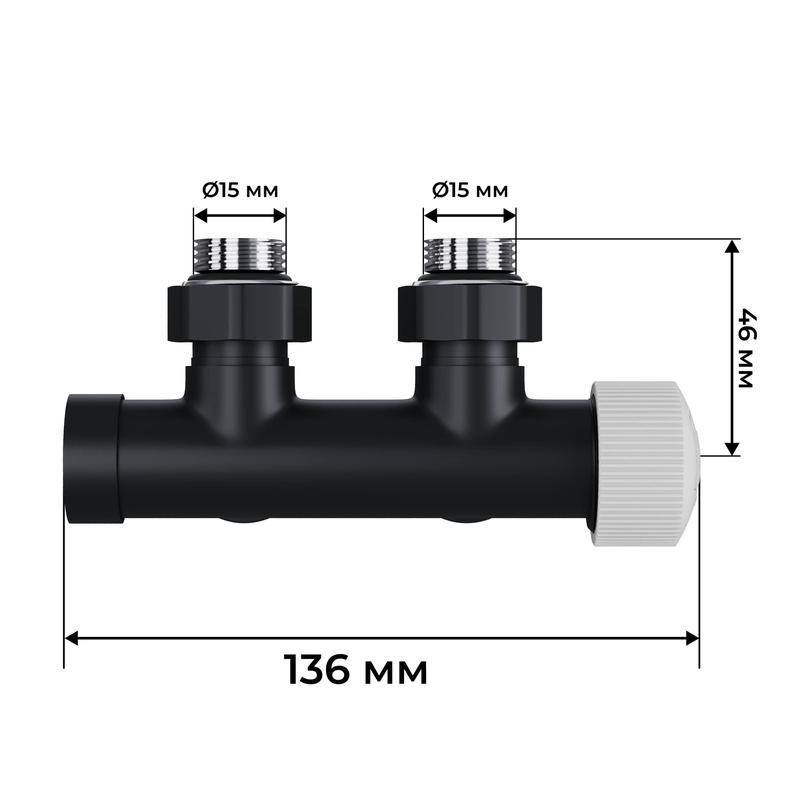 Узел нижнего подключения термостатический угловой Design Pro 15мм М30х1.5 черн. Royal Thermo НС-1646653
