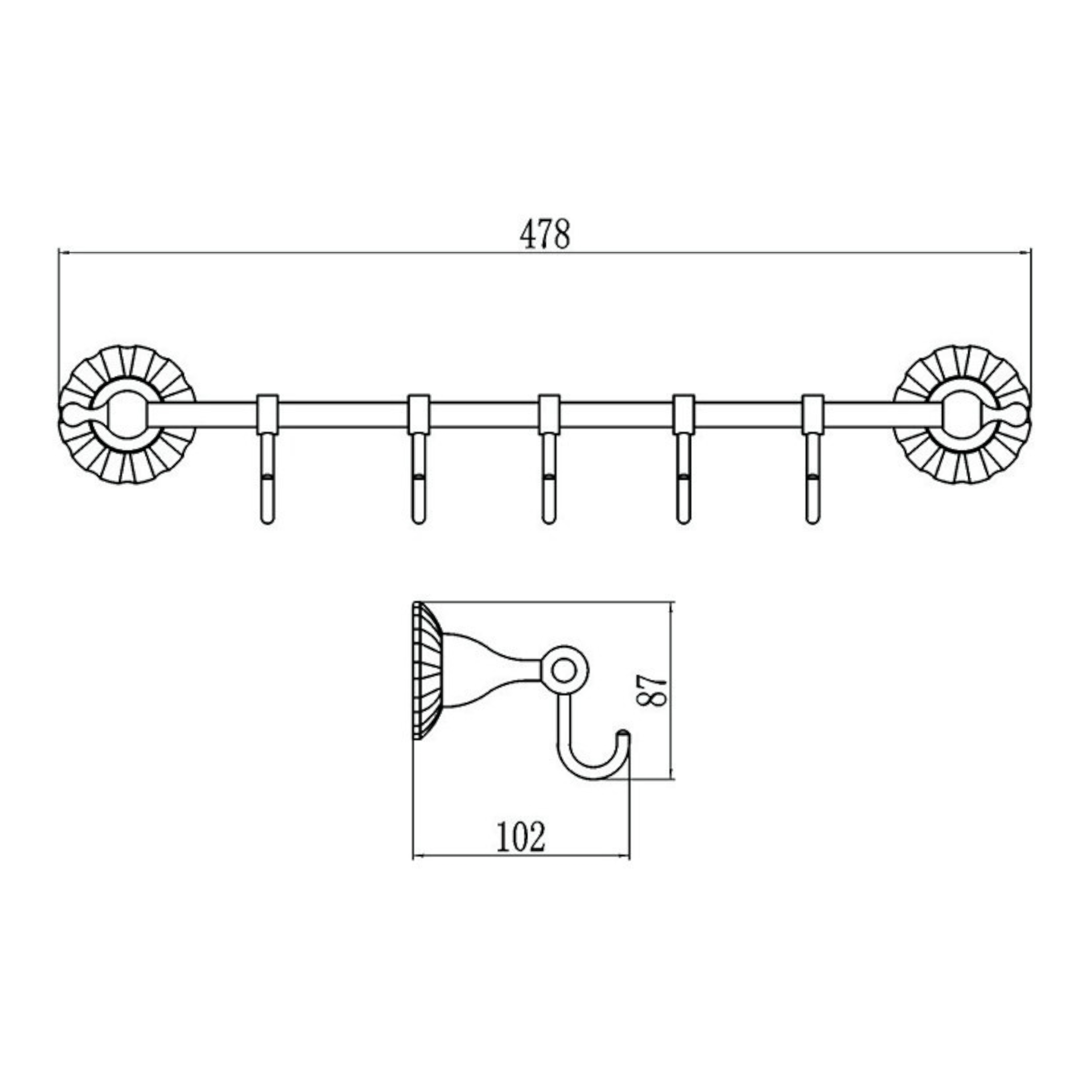 Планка с крючками Savol S-08975C, бронза