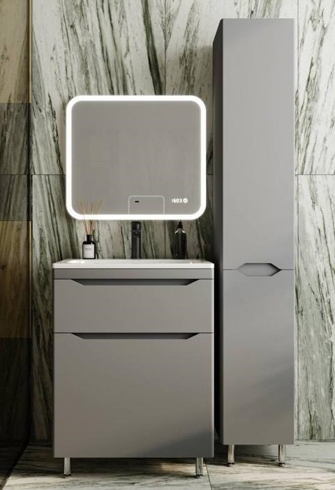 Тумба напольная "Марелла 60" (2 ящ.) Люкс антискрейтч серый, PLUS