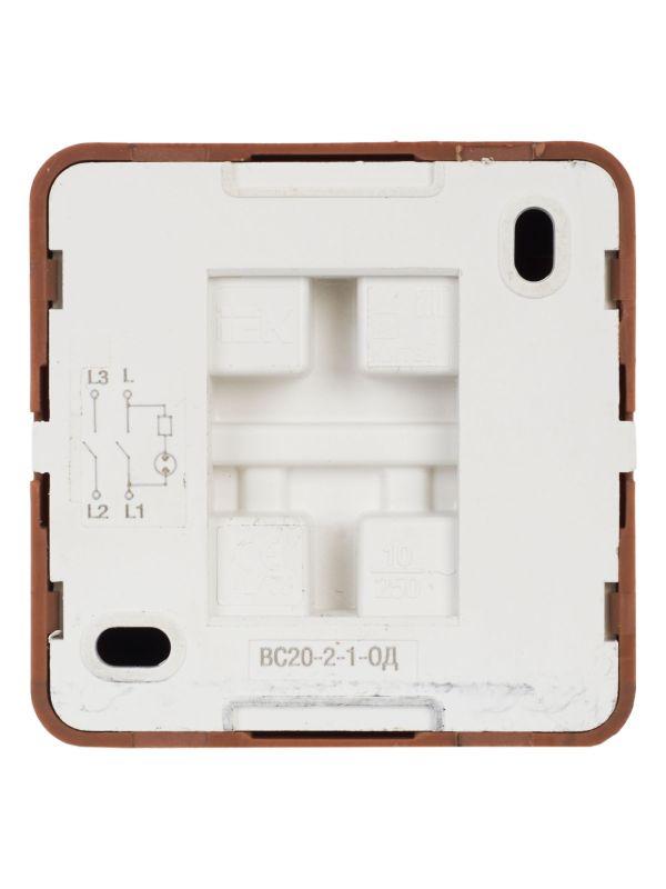 Выключатель 2-кл. ОП Октава 10А IP20 ВС20-2-1-ОД с индикацией дуб GENERICA EVO21-K04-10-DC
