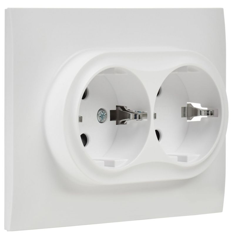 Розетка 2-м SKANDY 16А с заземл. защ. шторки в сборе SK-R07W арктич. бел. IEK SK-R24-16-K01-F