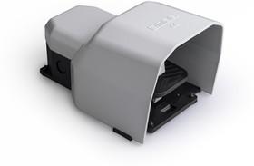 Педаль одиночная 2x(1НО+1НЗ) + 2x(1НО+1НЗ) 2 скорости с защитным кожухом (алюм.) сер. цвета (250В AC 4А) IP65 EMAS PDKS11VX20G