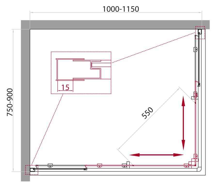 Душевой уголок BelBagno UNIQUE-AH-2-100/115-75/90-P-Cr