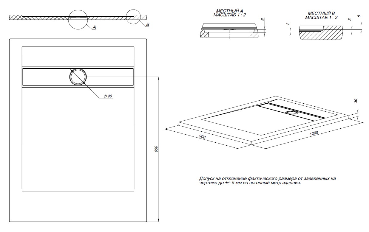 Душевой поддон Allen Brau Infinity 120x90 8.21003-PWM папирус