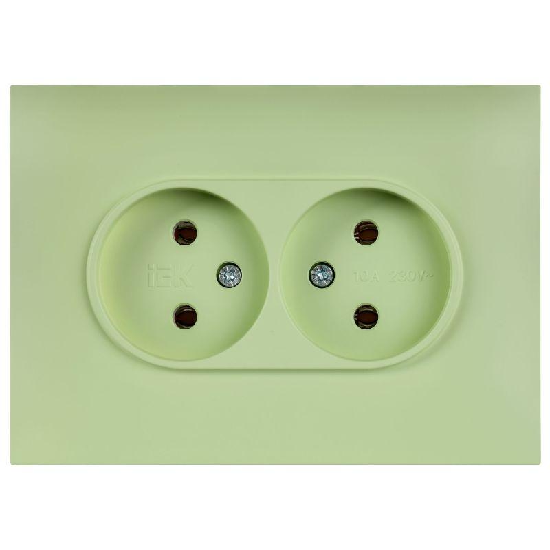 Розетка 2-м SKANDY 10А без заземл. защ. шторки в сборе SK-R09G мятный IEK SK-R23-10-K06-F