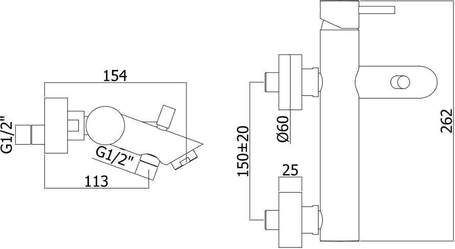 Смеситель Paffoni LIGHT LIG022ST для ванны