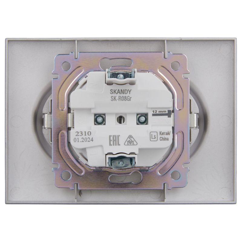 Розетка 2-м SKANDY 16А с заземл. без защ. шторок в сборе SK-R08Gr сер. IEK SK-R21-16-K03-F