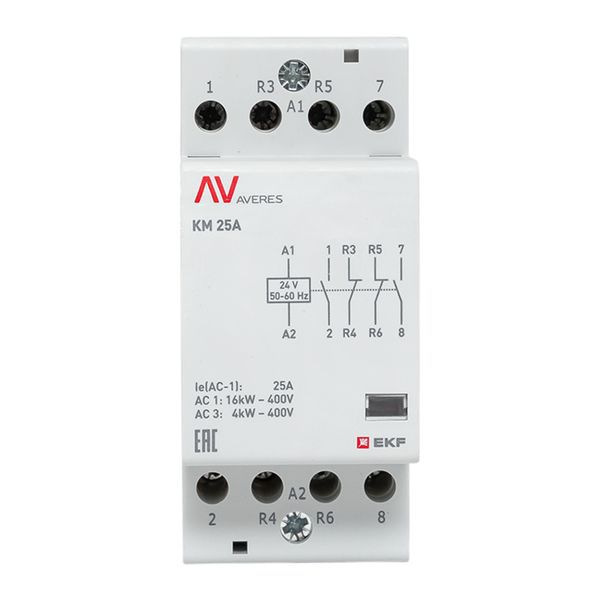 Контактор модульный КМ 25А 2NC+2NO 24В AC (2 мод.) AVERES EKF km-av-2-25-22-24V