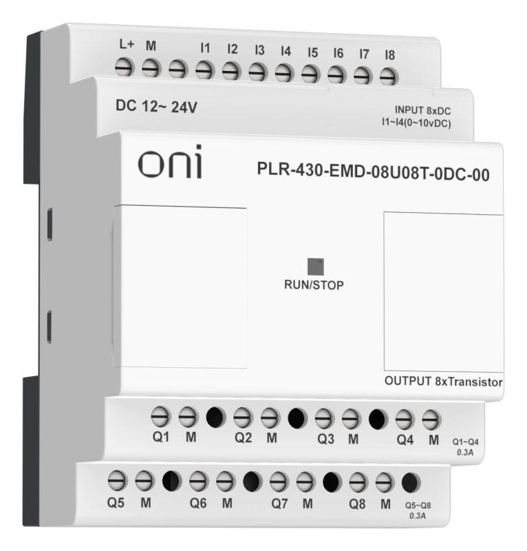 Модуль расширения входов выходов ПЛК 430 4 DI 4 UI (0-10В/DI) 8 TO 24В DC ONI PLR-430-EMD-08U08T-0DC-00