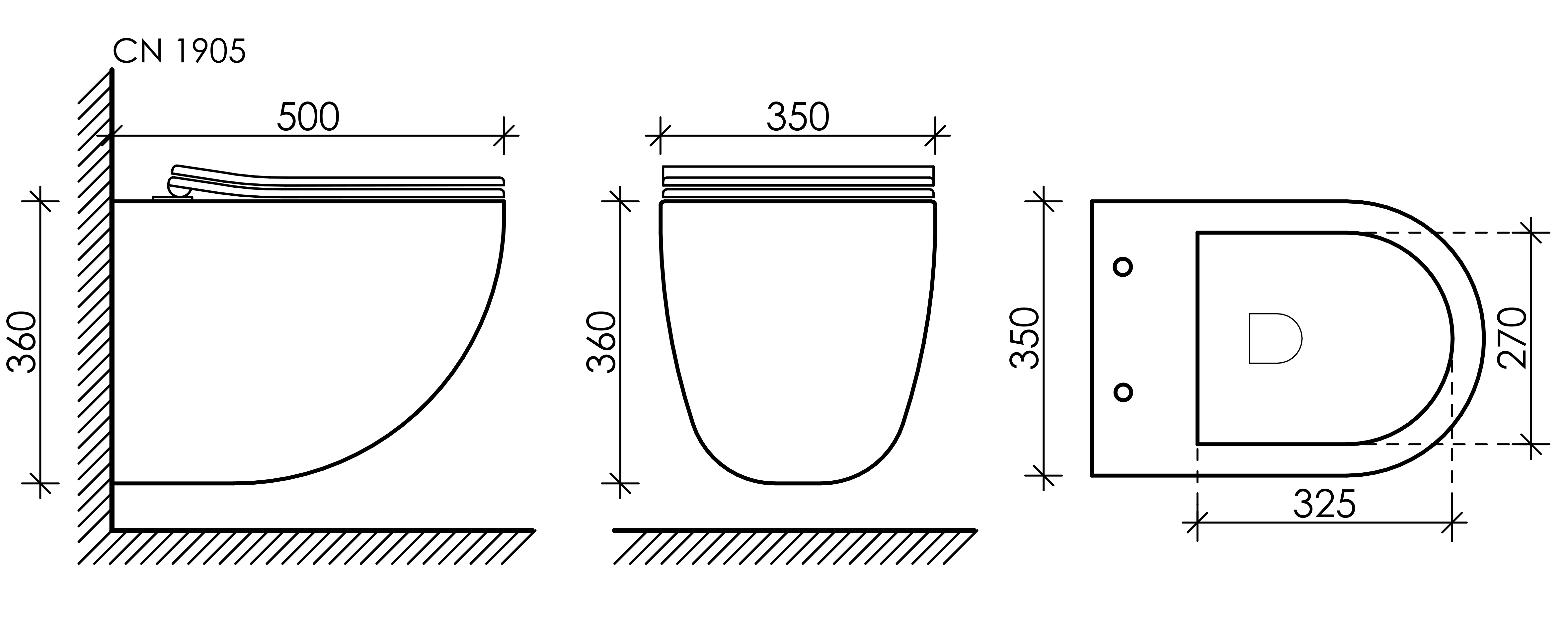 Подвесной унитаз Mono Rimless, CN1905