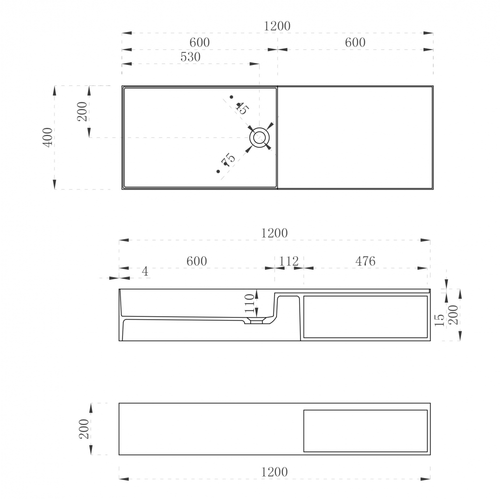 Тумба с раковиной ABBER Stein AS2649-1.2 подвесная, белая матовая