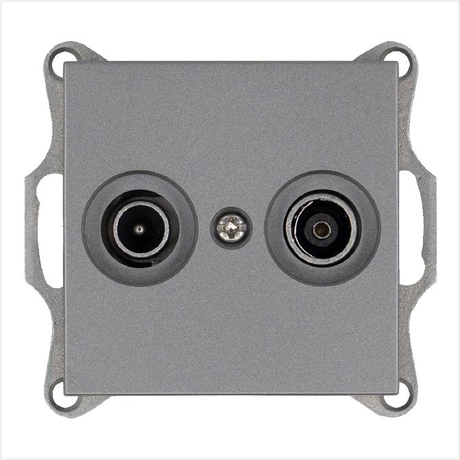 Розетка телевизионная оконечная TV + FM 2-м Ф9.5мм механизм алюм. Jasmart G6204S