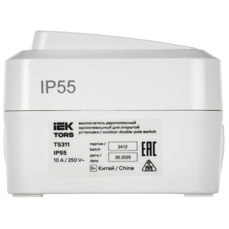 Выключатель 1-кл. 2п ОП TORS TS311 10А IP55 бел. IEK TS-V16-0-10-55-K01