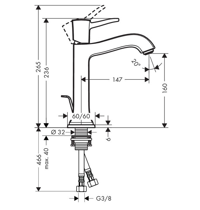 Смеситель Hansgrohe Metropol Classic 31302090 для раковины