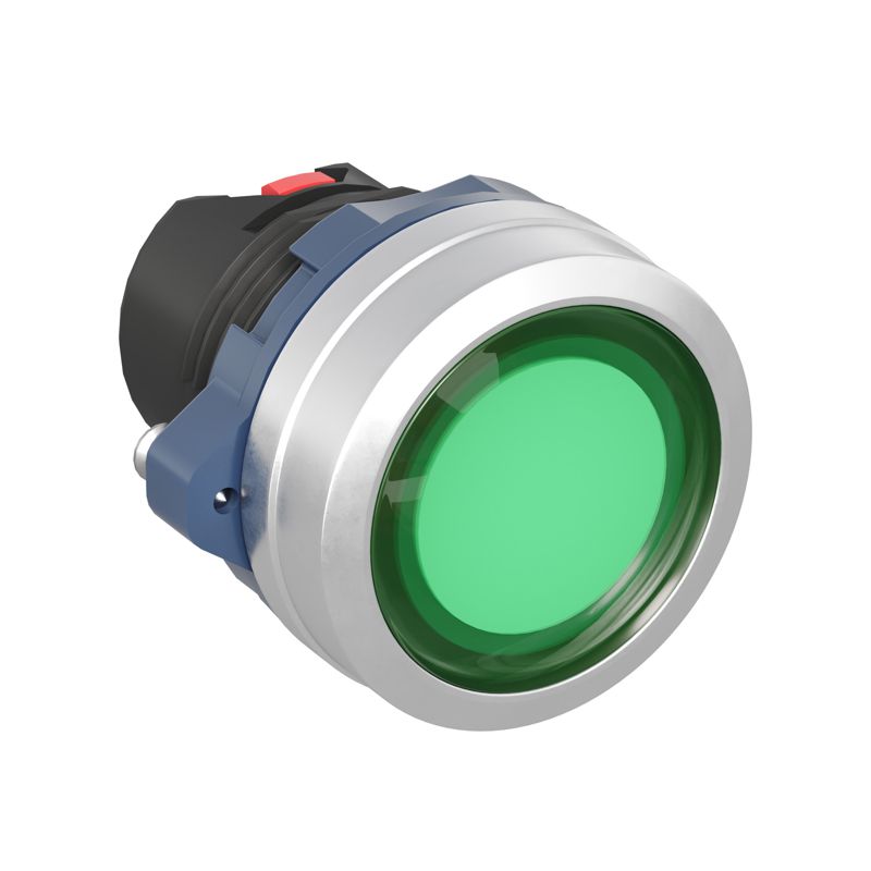 Головка кнопки плоская с фиксацией алюм. кольцо зел. прозр. DKC M22P-FLLGA