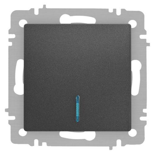 Выключатель 1-кл. СП Accent 6-102-07 10А IP20 250В с подсветкой AL/CU графит Intro Б0063434