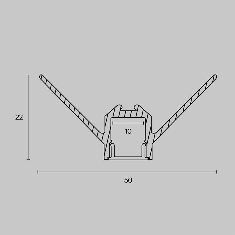 Профиль алюминиевый скрытого монтажа 50х22 Maytoni ALM-5022-S-2M