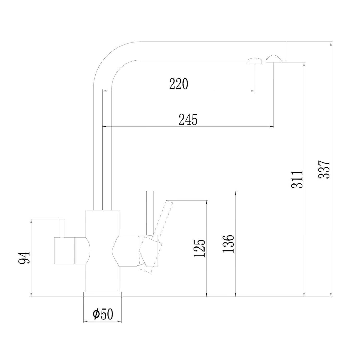 Смеситель для кухни с подключением к фильтру Fmark FS0962Q, графит