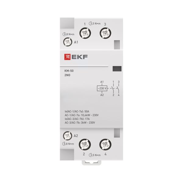 Контактор модульный КМ 50А 2NО (2 мод.) EKF km-2-50-20